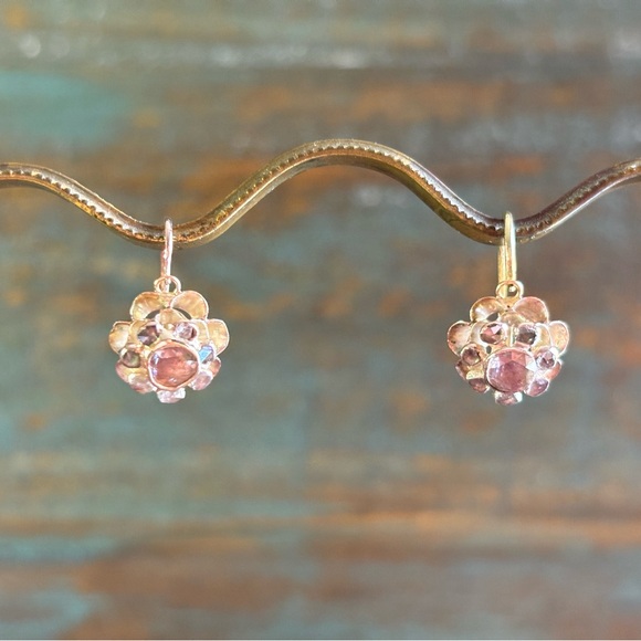 Antique floral rose cut diamond earrings - late Georgian era - Picture 8 of 8